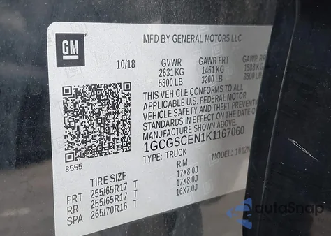 2019 Chevrolet Colorado Lt from USA, damaged, VIN 1GCGSCEN1K1167060